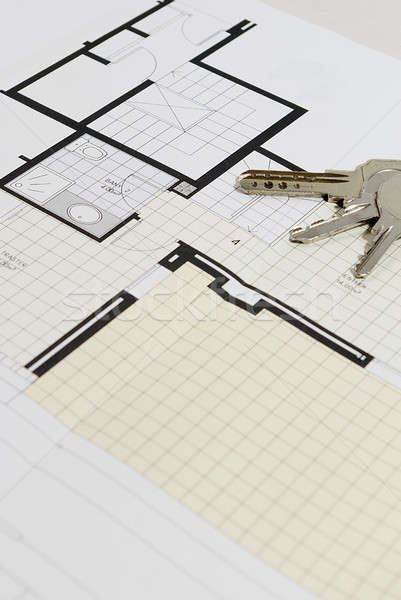 архитектурный плана здании дома ключами Сток-фото © 2Design