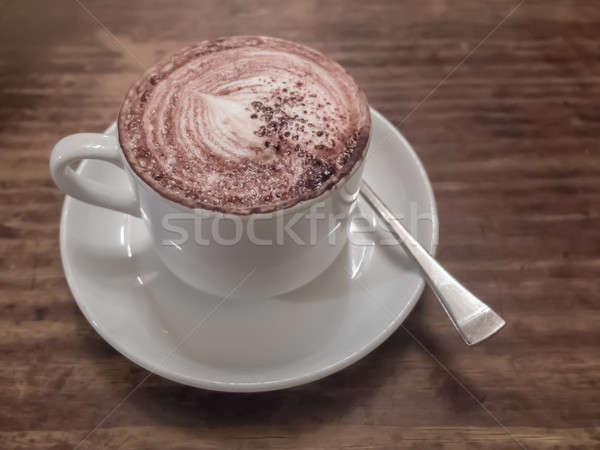 Kubek kawy drewniany stół tekstury Zdjęcia stock © 2Design