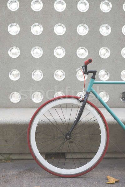 A City bicycle fixed gear on a green and white wall Stock photo © 2Design