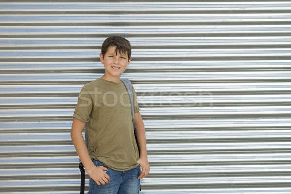 Cheerful child carrying his backpack Stock photo © 2Design