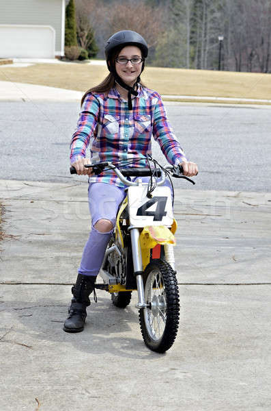 Stok fotoğraf: Kız · motosiklet · genç · kız · oyuncak · genç · kadın