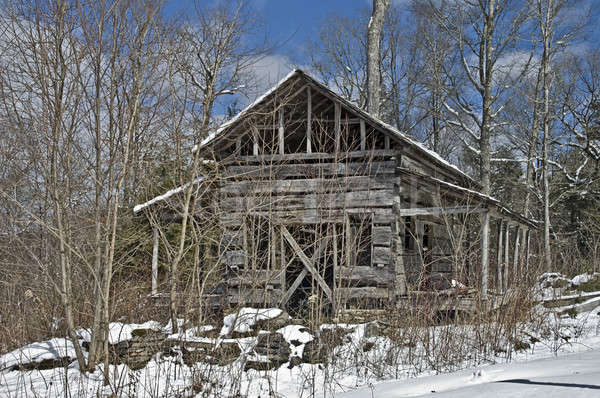 Verlaten huis sneeuw vintage home deur Stockfoto © 2tun