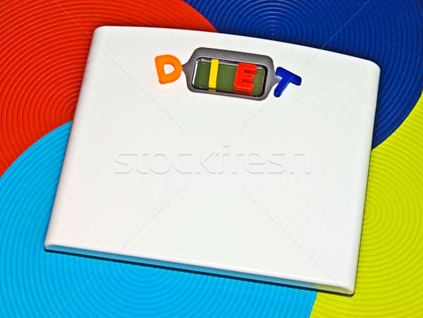 Gewicht schalen dieet kleurrijk woord exemplaar ruimte Stockfoto © 2tun