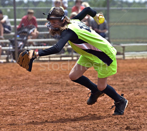 Ragazza softball giocatore giovane ragazza palla mano Foto d'archivio © 2tun