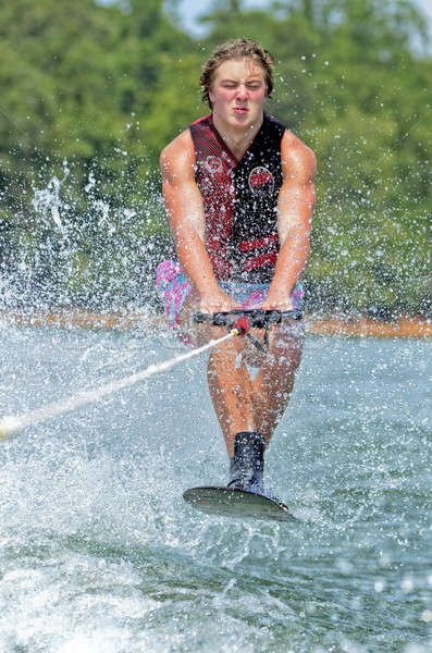 Jongen truc ski springen lucht Stockfoto © 2tun