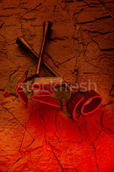 Piros forró branding közelkép lövés sivatag Stock fotó © 350jb