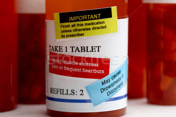 Gyógyszer recept üveg extrém közelkép borostyánkő Stock fotó © 350jb