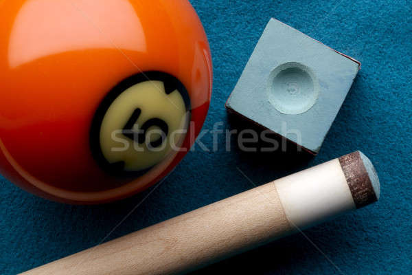 Pool ball, cue stick and chalk Stock photo © 350jb