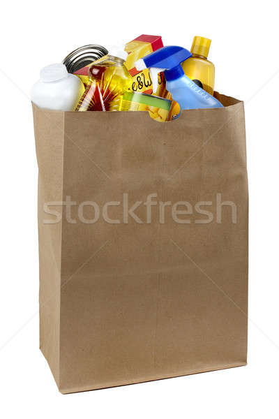 [[stock_photo]]: Sac · bouteilles · cases · coup · papier · brun