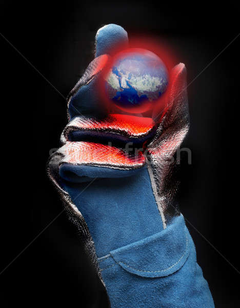 Globális felmelegedés Közel-Kelet azbeszt kéz piros forró Stock fotó © 350jb