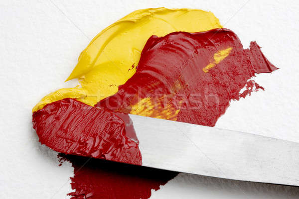Pictura paleta cuţit shot roşu Imagine de stoc © 350jb