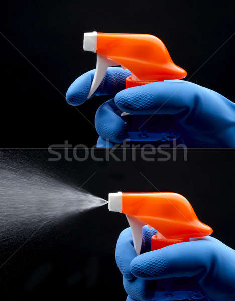 Spray Flasche blau Hand halten Textur Stock foto © 350jb