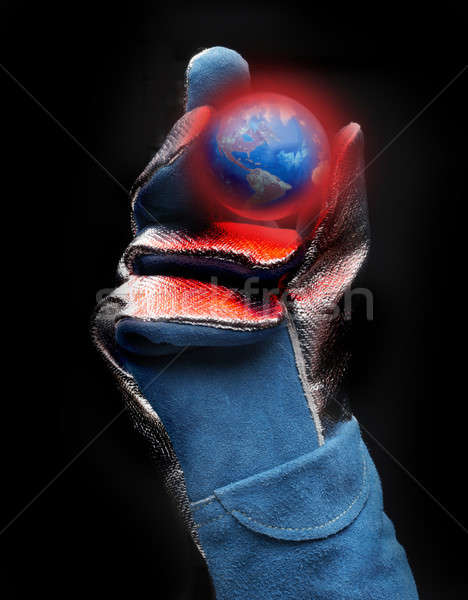 Globális felmelegedés azbeszt kéz piros forró modell Stock fotó © 350jb
