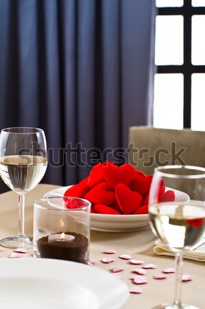 Inside interior table setting with beautiful salad and one plate Stock photo © 3523studio
