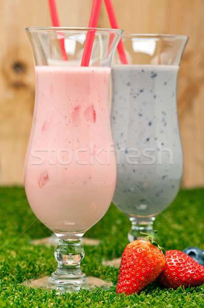 Stock photo: Blueberry and Strawberry milk shake