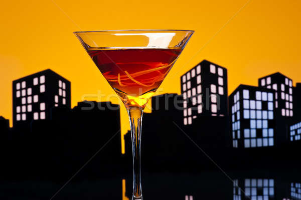 Stock photo: Metropolis Manhattan cocktail in city skyline setting