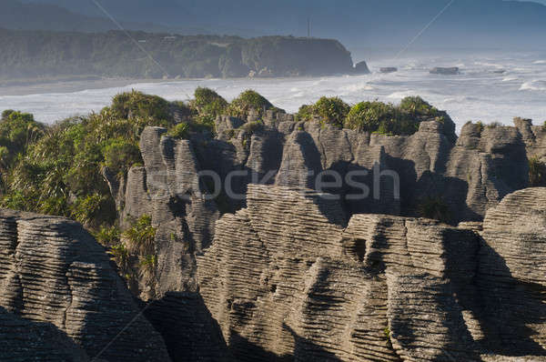 Pfannkuchen rock New Zealand Westen Küste nebligen Stock foto © 3523studio