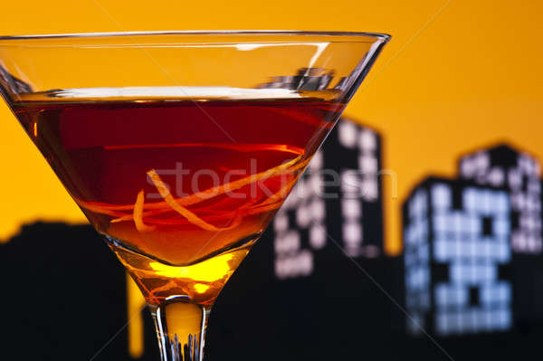 Metrópoli Manhattan cóctel whisky dulce Foto stock © 3523studio