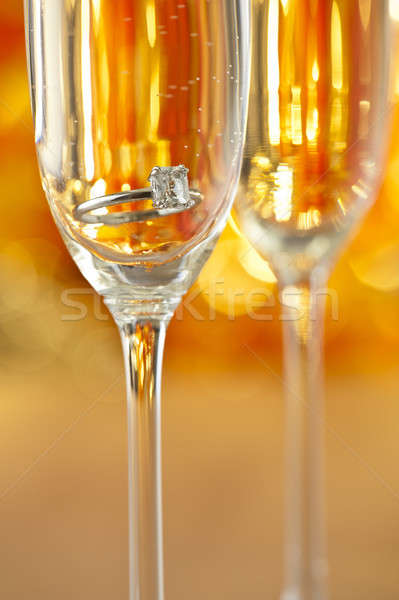 Champagne verres engagement bijoux automne fête [[stock_photo]] © 3523studio