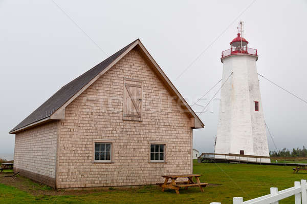 Miscou Lighthouse, during a foggy day Stock photo © 3523studio