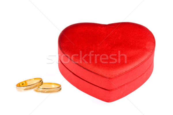 Obrączki kształt serca polu złoty szczęśliwy serca Zdjęcia stock © 3523studio