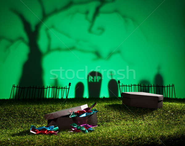 Halloween landschap boom kerkhof snoep ontwerp Stockfoto © 3523studio