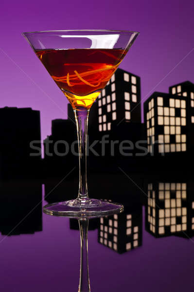 Metrópoli Manhattan cóctel whisky dulce Foto stock © 3523studio