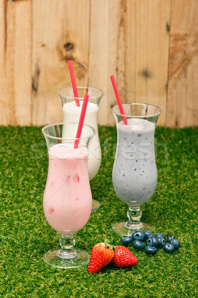 Stock photo: Blueberry, Strawberry and Banana milk shake