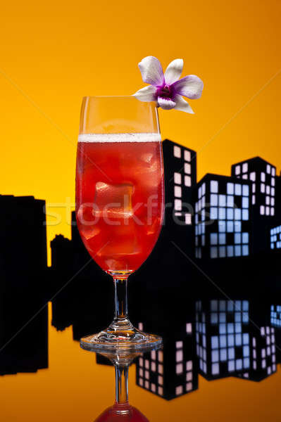 Metropolis Singapore Sling cocktail in city skyline setting Stock photo © 3523studio
