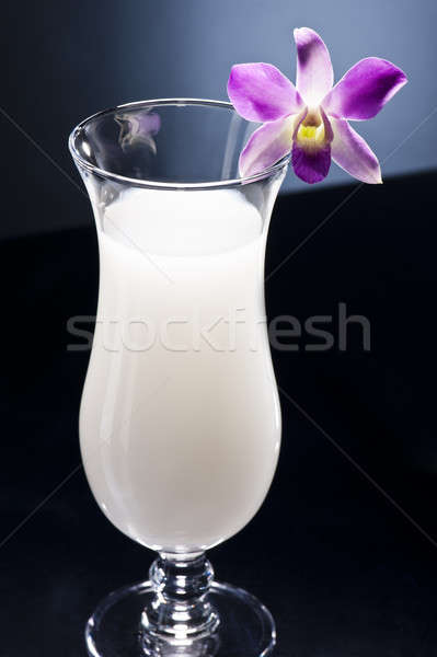 Pina colada koktél szép orchidea dekoráció üveg Stock fotó © 3523studio