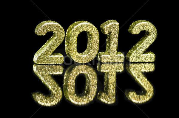 2012 szép arany csillámlás számok fekete Stock fotó © 3523studio