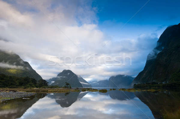 Stock photo: Cloudy morning at milford sound at sunrise