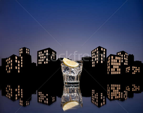 Metropolis cocktail restaurant drinken skyline Stockfoto © 3523studio