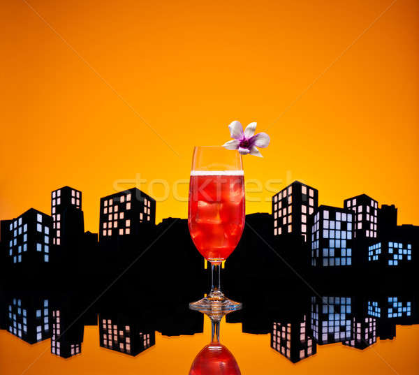 Metropolis Singapore Sling cocktail in city skyline setting Stock photo © 3523studio