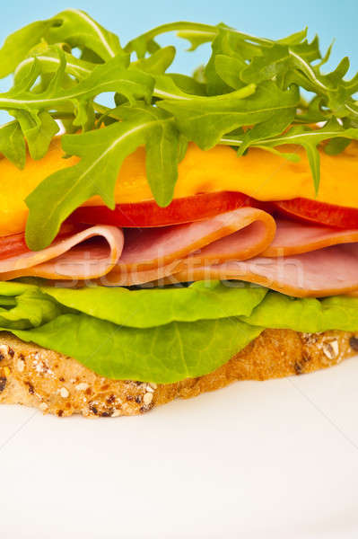 Otwarte kanapkę ser Sałatka dekoracji Zdjęcia stock © 3523studio