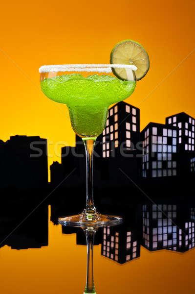 метрополия зеленый коктейль вечеринка стекла Сток-фото © 3523studio