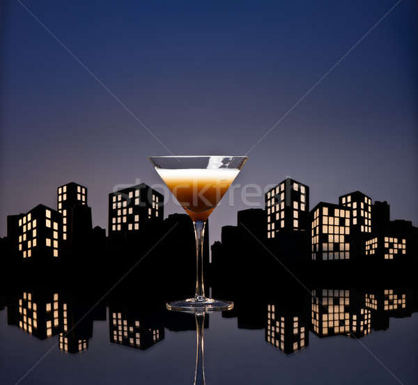 Metropol kahve Martini kokteyl ufuk çizgisi ışık Stok fotoğraf © 3523studio