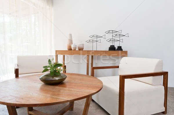 Brown white furniture in a living room Stock photo © 3523studio
