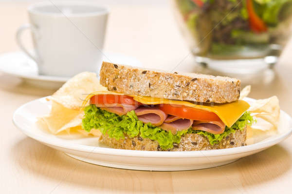 Stock fotó: Közelkép · szendvics · gazdag · saláta · egyszerű · étel