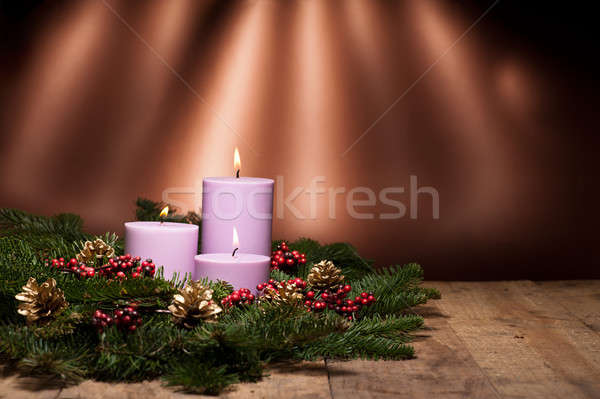 Três velas advento flor natal Foto stock © 3523studio