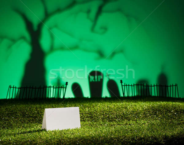 Halloween landschap tabel kaart boom kerkhof Stockfoto © 3523studio