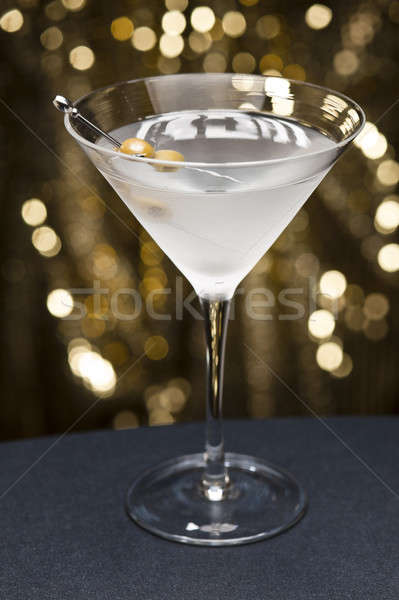 Votka martini zeytin garnitür altın parıltı gıda Stok fotoğraf © 3523studio