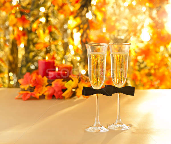 Champagne glasses with conceptual same sex decoration for gay Stock photo © 3523studio