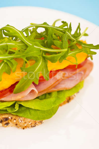 Open sandwich gesmolten kaas salade decoratie Stockfoto © 3523studio