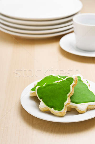 Stock fotó: Karácsony · sütik · tányér · ünnepi · dekoráció · zöld