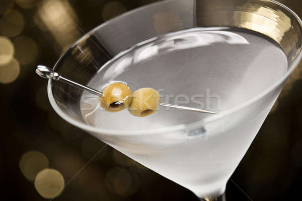 Vodka martini olajbogyó körítés arany csillámlás étel Stock fotó © 3523studio