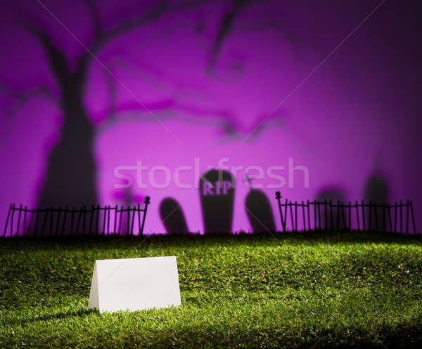 Stockfoto: Halloween · landschap · tabel · kaart · boom · kerkhof