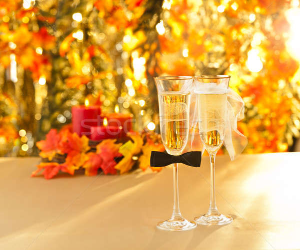 Champagne glasses with conceptual heterosexual decoration  Stock photo © 3523studio