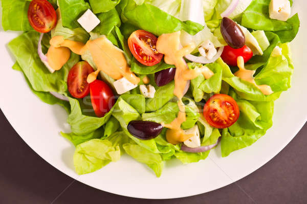 Taze Yunan salata organik malzemeler bıçak Stok fotoğraf © 3523studio