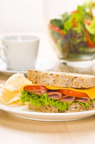 Foto stock: Sanduíche · rico · salada · simples · comida